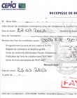Récépissé de dépôt avec mention "payé"